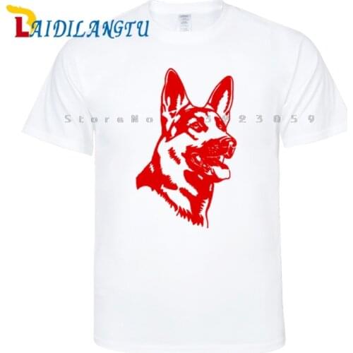 Fashion German Shepherd Alsation Dog Men Adult T Shirt Short Sleeve Cotton Man Tshirts T-shirt Tops Tees