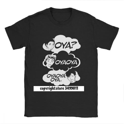 Oya Oya Oya Haikyuu Men Tops T Shirt Kuroo Anime Bokuto Manga Shoyo Volleyball Tee Shirt Fitness T-Shirt Premium Cotton