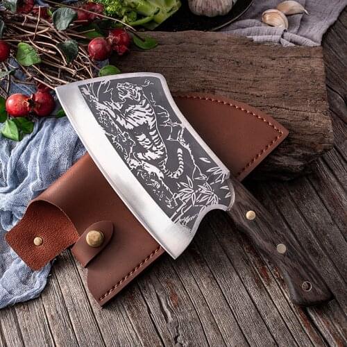 Stainless Steel Chopping Knives Set Chinese Traditional Tiger Eagle Kitchen Knife Chef Cuter Chicken Duck Slaughter Chef Butcher