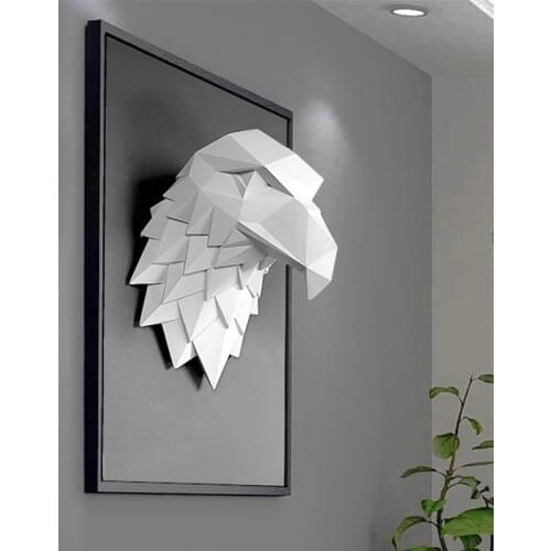 [MGT]3D eagle head statue home decoration animal abstract sculpture wall hanging decoration statue living room mural art craft