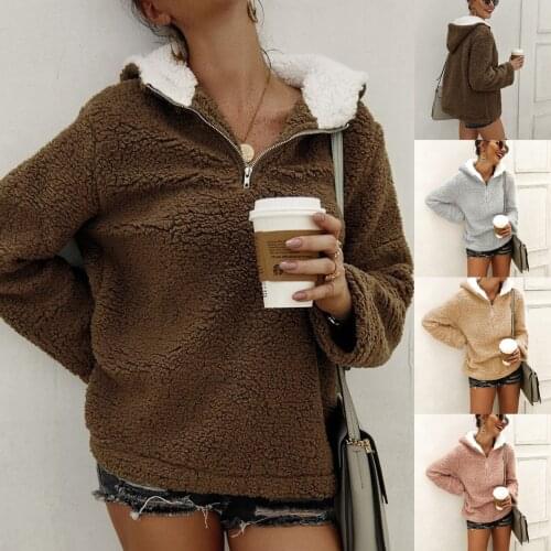 Oversize S-5XL Hoodie Women Ladies casual warm jacket fashion plush coat zipper hooded Christmas gift chaqueta con sombrero c50