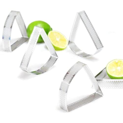 NHBR 6Pcs Cake Tart Fan-Shaped Ring Stainless Steel Mousse Pancake Pastry Baking Mold DIY Non-Stick Fruit Pie Circle