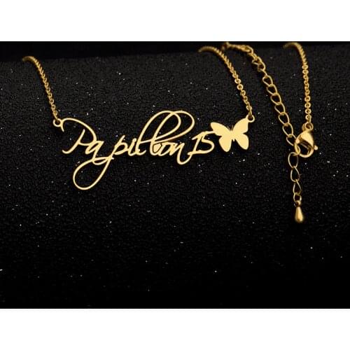 Personalized Cute Butterfly Name Pendant Necklace Stainless Steel Custom Name Necklace Women Girl Festival Jewelry Best Gifts