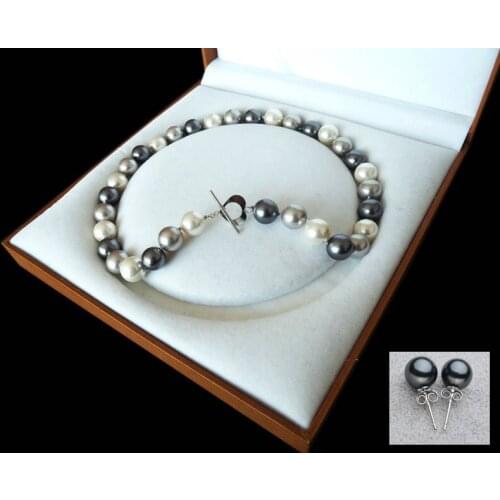 RARE Huge 16mm White South Sea Shell Pearl Necklace 18 earring shipping free1