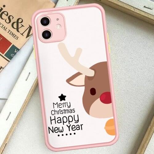 Christmas Elk Festival Phone Case for iPhone 11 Pro X XS XR Max 6 6S 7 8 Plus SE 2020 Transparent Matte Hard Shell Back Cover