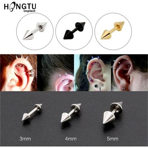 3PC Steel Cartilage Piercing Studs Earring Cool Barbell Ear Tragus Stud Rook Cone Helix Stud Man Woman Ear Piercing Jewelry 16G