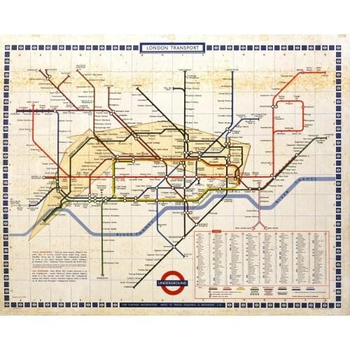 Retro London Underground Tube Map Art print Silk poster Home Wall Decor