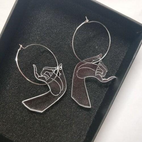 Super flash hand posture bergamot transparent acrylic transparent colorful earrings