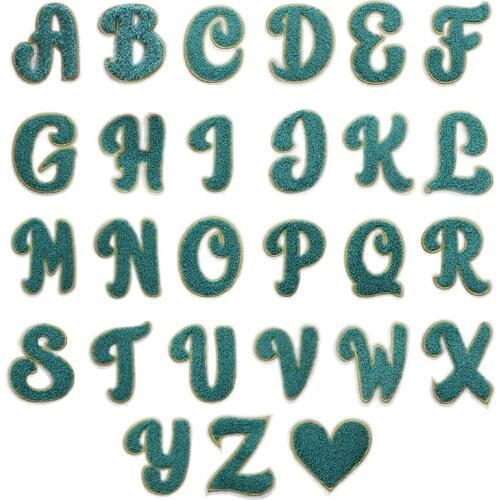 Dark Green Towel Embroidered Letters Iron On Patch Alphabet Patches Kid Clothing Sticker Bags Diy Name Badge Applique Accessory