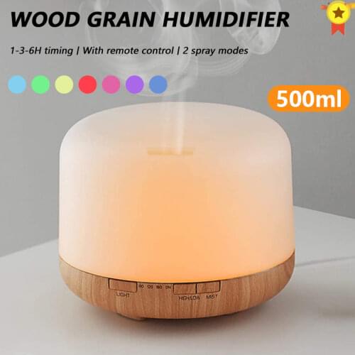 New 550ml Wood Essential Oil Diffuser Ultrasonic USB Air Humidifier With 7 Color LED Lights Remote Control Office Home Difusor