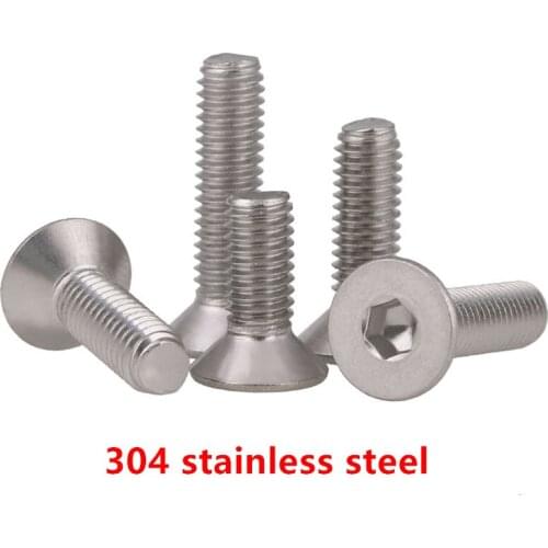 50pcs/lot DIN7991 M3*4/5/6/8/10/12/14/16/20/25/30 M3 A2 Hex socket flat head countersunk toy CSK screw