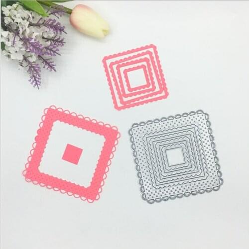 Nested scalloped lace square frame Craft Metal Cutting Dies for scrapbooking DIY Book photo album art card Dies