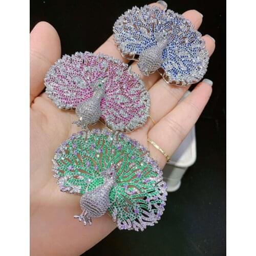 High-grade three color microscope zircon temperament peacock DIY accessories clasp necklace fashion jewelry