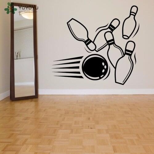 YOYOYU Wall Decal Bowling Pin Ball Pattern Soprt Wall Sticker Modern Fashion Art Mural Playroom Special Window Decor DesignCY311
