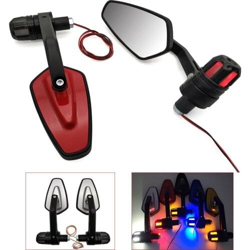 Motorcycle 22mm Rearview Handle mirror With LED Turn signal Side Light For Honda CBR1100XX CBR300F CBR300FA CBR500R CBR500F