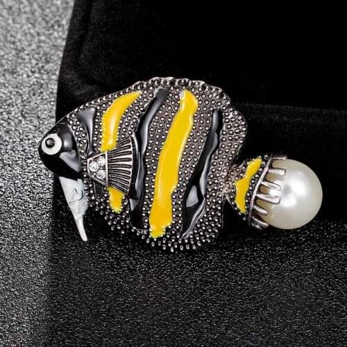 Yellow with jet Enamel birds brooches bouquet for Womens kids christmas gifts fashion imitation pearl brooch hijab pins bags pin
