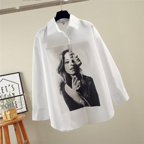 Oversized Women Blouses 2020 Spring Autumn loose shirts Character Printing Long Sleeve Blouses Shirts Blusas Mujer