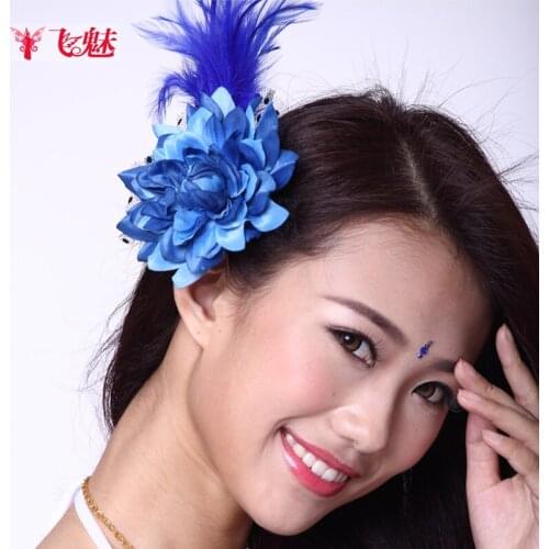 Women Belly Dancing accessories Belly Dance thrum flower feather flower brooch/corsage indian headdress Brooch