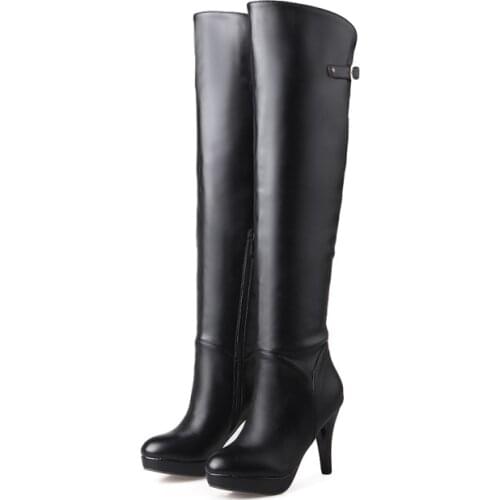 2017 Rushed New Winter Boots Botas Mujer Big Size 34-46high Heels Autumn Winter Shoes For Women Sexy Casual Womens Boots 6-3