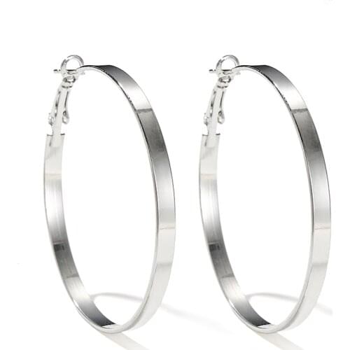 2020 Punk Gold Silver Color Metal Hoop Earrings For Women Trendy Large Circle 4/5/6cm Light Weight Earring Brincos Party Jewelry