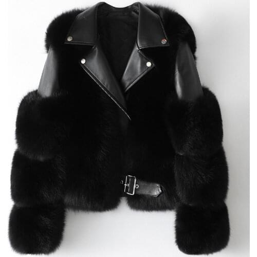 Winter Fashion Women Real Coats With Genuine Sheepskin Leather Whole skin Natural Fox Fur Jacket Luxury Outwear 2021 New