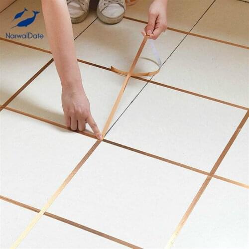 Gold Tile Gap Sealing Tape 50M Waterproof Mildew Proof Wall Seal Copper Foil Strip Silver Golden Rim Floor Home Decoration 2021