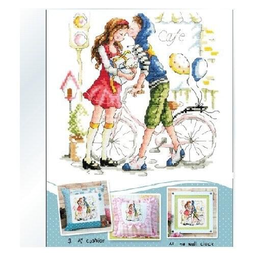 Gold Collection Counted Cross Stitch Kit The Traffic Lights of Love Boy and Girl Lover Kiss SO