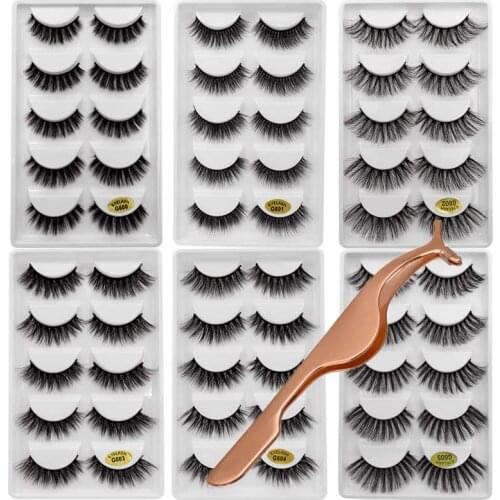 30pairs/lot natrual 3d mink eyelashes fake lashes 3d mink lashes bulk fluffy false lashes kit 6 boxes lashes with makeup twzeers