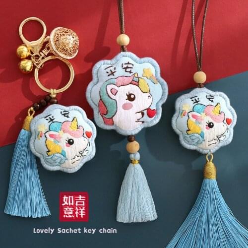 DIY Embroidery Omamori Keychain Bags Handmade Man Key Chain Amulet Cross Stitch Women Key Holder Cute Gifts Keyring Llaveros