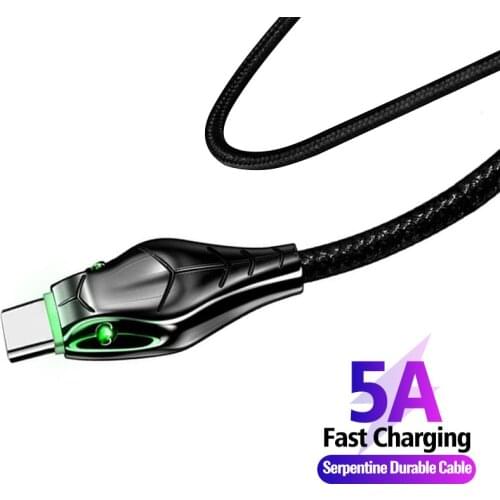 5A Type C Micro USB Cable Snake Head Glows Fast Charging Data Wire For poco m3 Charger Type-C Cable Cord For Xiaomi Redmi Note10