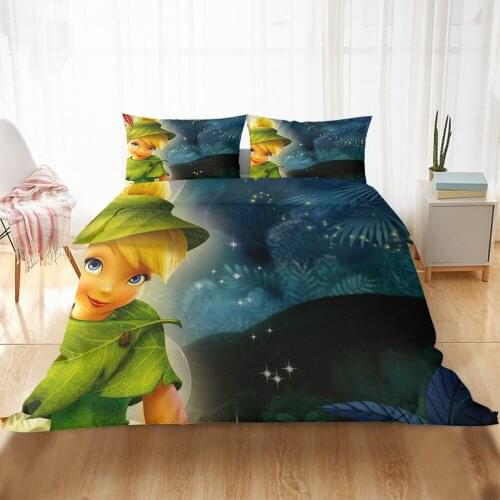Disney Tinkerbell Bedding Set Flower Fairy Quilt Cover and Pillow Cover Full Size Bed Cover Quilt Cover Gift All Seasons