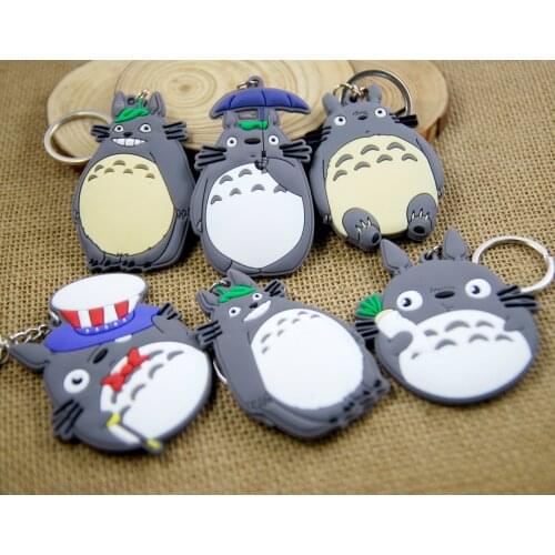 Cat Keychain Anime Cartoon Totoro Harajuku Cute Soft Key Chain Ring Cover Holder Pendant Boys Girls Chaveiro Llavero Porte Clef