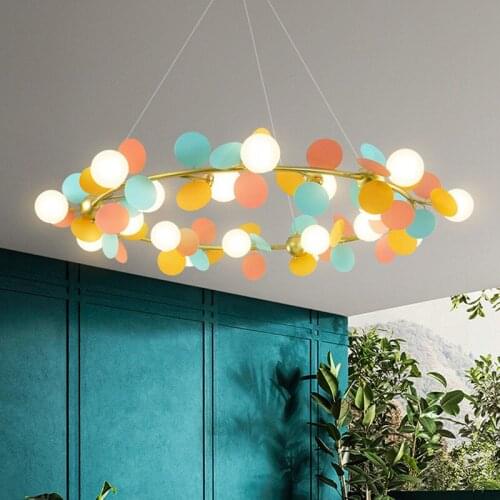 Nordic Creative Multicolor Wreath LED Pendant Light Romantic Atmosphere Dining Living Room Bedroom Bar Decor Hanging Lighting