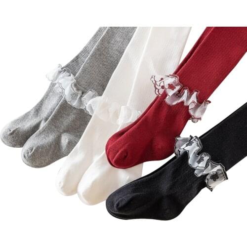 OPPERIAYA 2PC Baby Girls Fashion Lace Trim Leggings Autumn Baby Solid Color Breathable Outer Bottoming Pantyhose