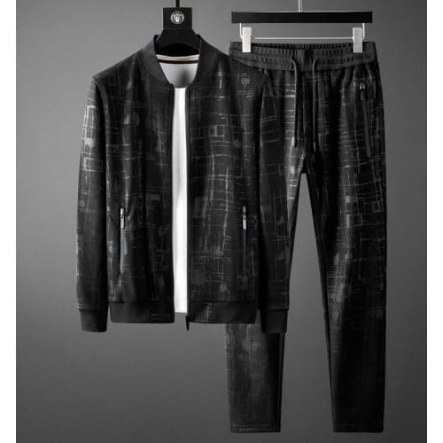 2021 Mens Sets (hoodies+pants) Luxury Sport Jacquard Mens Hoodies Fashion Autumn Winter Elastic Waist Man Pants Plus Size 5XL