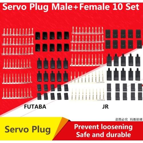 AMASS 10Sets AMASS JR Servo Plug Kit Gold Plated Anti-loose Buckle Male Female Connector for Aircraft UAV/Drone Servo FUTABA JR
