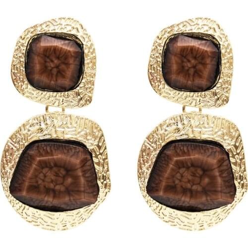 New 5 Colors Irregular Gold Metal Acrylic Drop Earrings for Women Bohemain Wedding Party Long Dangle Earring Charm Jewelry