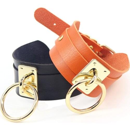 New Sexy Ornament Harajuku PU Leather Single Ring Collar Bandana Street Shooting Nightclub Wild O-Shaped Neck Necklace