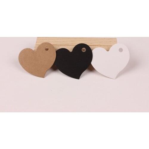 Kraft/ White/ Black 500pcs/lot Size 4.5*4 New Style Love Heart Hang Tag For Candy Box/ Retro Gift Tag (Rope Included)