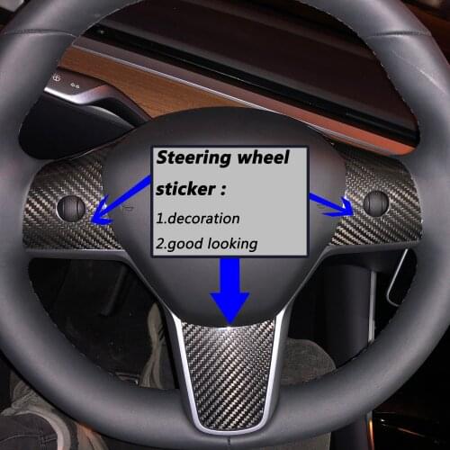 Refittingl Car Steering Wheel 3-piece for Tesla Model 3 18-2019 Decorative Sticker Interior Patch Decoration Supplies 2020