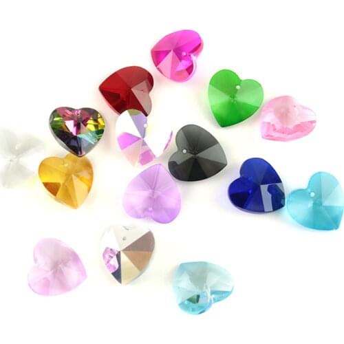 Charms 50pcs 14mm/18mm/28mm Clear/AB/Rainbow Glass Faceted Heart Loose Beads Crytsal Pendants Diy Jewelry Accessories Home Decor