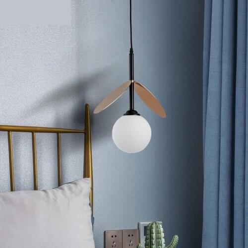 Nordic Simple Bedside Pendant Lights Bedroom Dining Room lamp Personality Clothing Store Bar Single-ended Ball Glass Chandelier