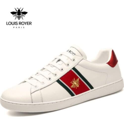 LOUIS ROYER sports shoes women Leather lace-up flat High Quality vulcanized shoes white comfortable casual shoes unisex sneakers