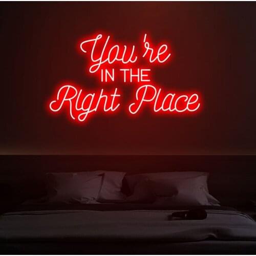 "you are in the right place" Neon Sign Custom Neon Light Sign Led Custom Pink Light Home Room Wall Decoration Ins shop decor
