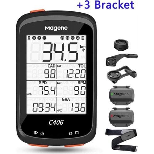MAGENE C406 Bicycle Computer GPS Cyclocomputer MTB Bike Odometer Road Speedometer Wireless Cycling Digital Stopwatch W/3 Bracket