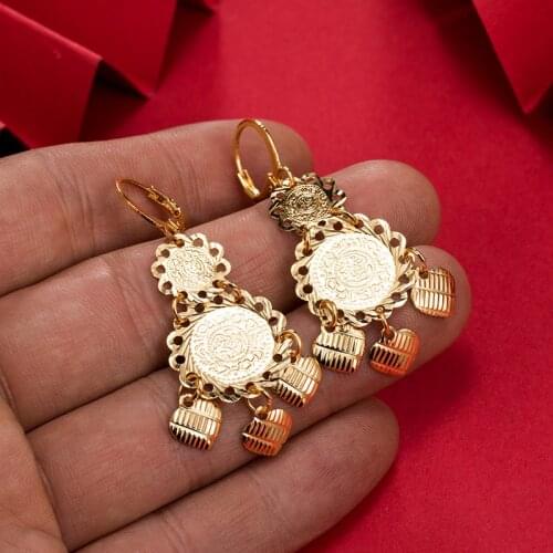 Dubai Gold Color Earrings 24K For Women Wedding Jewelry Womens Earrings For Girls Bridal Wife Gifts African Dubai French