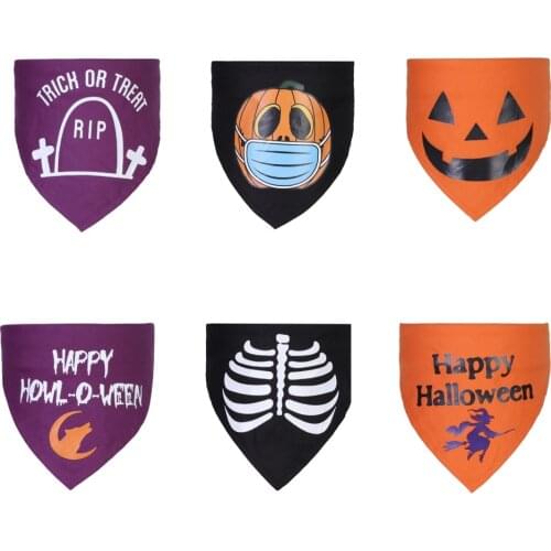 1pcs Halloween Pet Bandanas Collar for Dogs Cats Washable Pet Puppy Chihuahua Triangular Bibs Scarf Pet Dogs Accessories
