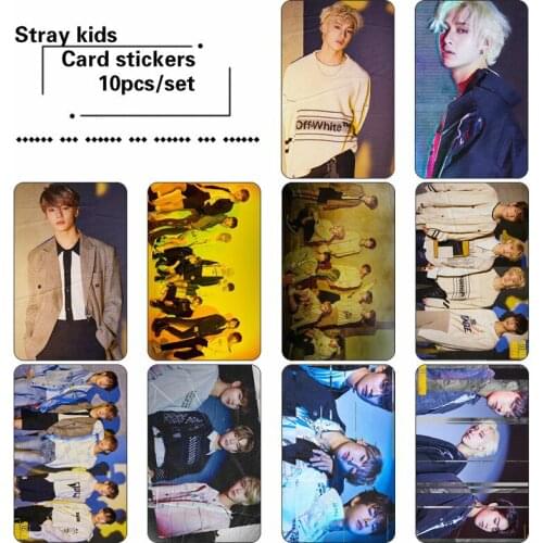 10pcs/set Kpop Stray kids photo cards sticker yellow wood album good quality HD Stray kids kpop photo card sticker photocard