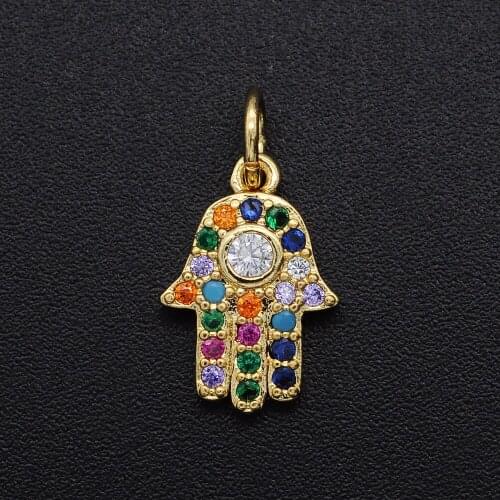 13x9mm 100% CZ Zircon DIY Jewelry Hamsa Hand Charm Pendant Wholesale Jewellwery Finding Supplies Necklace Making Charms
