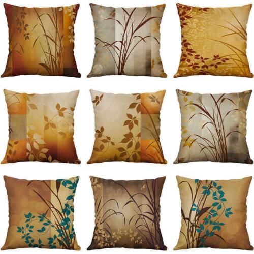 18'' Cotton Linen Pillow Decor Cushion Covers Pillow Sofa Leaf Vintage Home Pillow Case Cover Waist